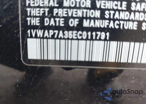 2014 Volkswagen Passat 2.5L S from USA, damaged, VIN 1VWAP7A35EC011791